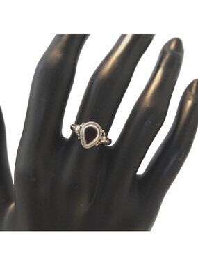 Vintage handmade 925 Silver ring with unknown dark red stone size 6.25